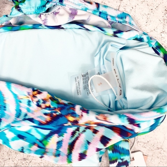 PQ Palmas Blue Tropical Knot Bikini Top Size Small S - Picture 6 of 10